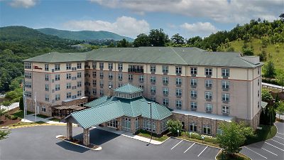 Hilton Garden Inn hotel exterior from aerial view