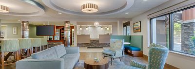 Modern hotel lobby and front desk