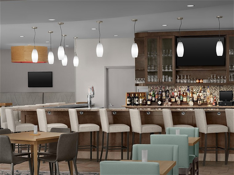 Greensboro hotel with full bar and restaurant serving breakfast, dinner, and drinks.